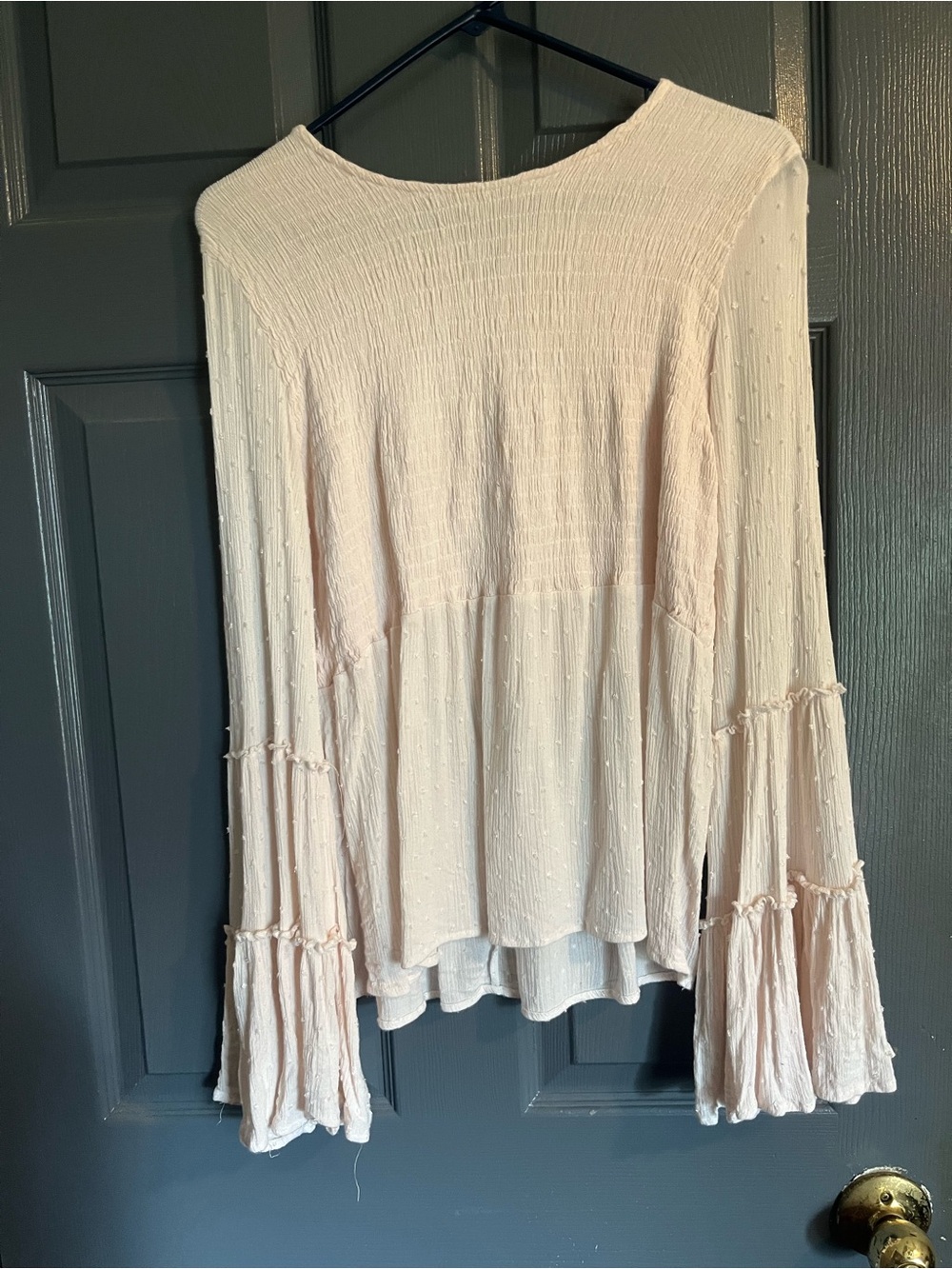 Altar'd State Blush Pink Textured Bell-Sleeve Tunic - Picture 2 of 4